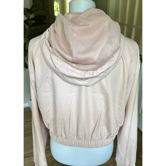 Forever 21 Active Jacket Blush Pink Hooded Zip Front Windbreaker Women's Large - Picture 5 of 8